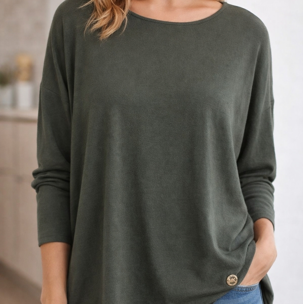 NWT Rich Olive Color Michael Kors Knit Sweater Size XL